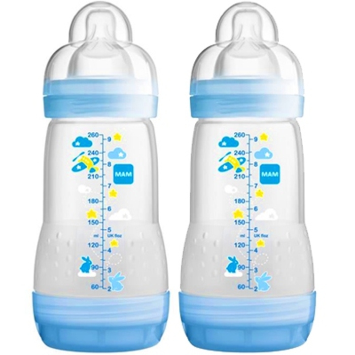 Photo de Mam biberon anti-colique 260ml x2 bleu Mam Mam biberon anti-colique 260ml x2 bleu Mam-143975