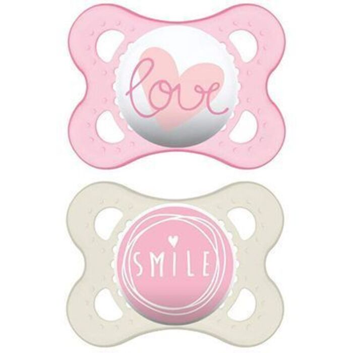 Photo de Mam décor sucette silicone 0-6mois rose/gris x2 Mam Mam décor sucette silicone 0-6mois rose/gris x2 Mam-223764