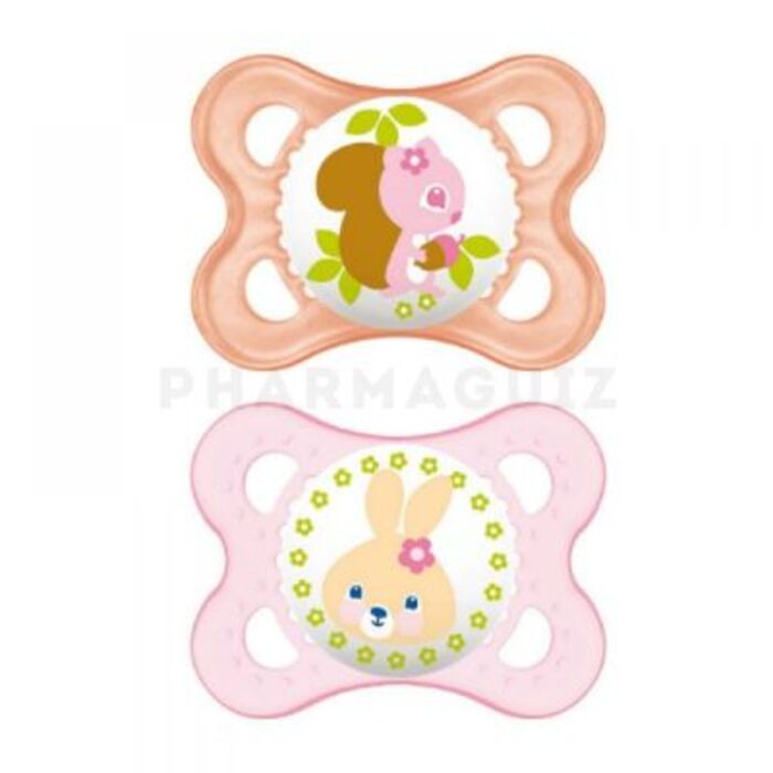 Mam sucette silicone 0-6mois animaux rose x2 Mam-143968