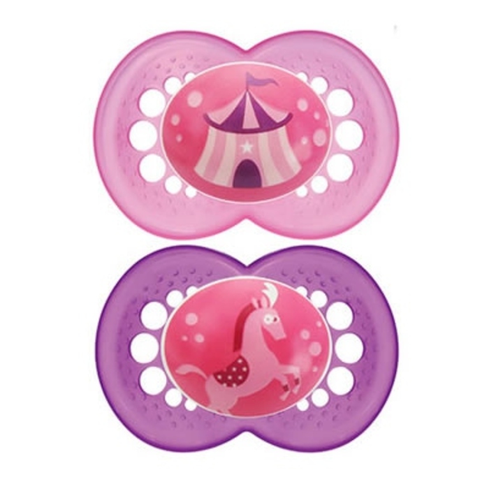 Photo de Mam sucette silicone +6mois x2 - rose/violet Mam Mam sucette silicone +6mois x2 - rose/violet Mam-198811