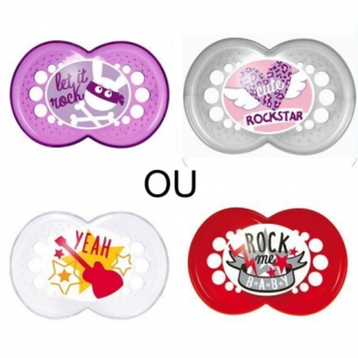 Mam sucette silicone rock +18mois rose rouge x2 Mam-146580