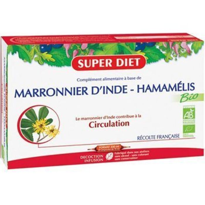 Marronnier d'inde - hamamelis bio -  20 ampoules de 15ml Super diet-4457