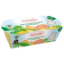 Menu Légumes Saumon Pâtes Bio 12 mois - Lot de 2 bols de 200 g - divers - Babybio -133671