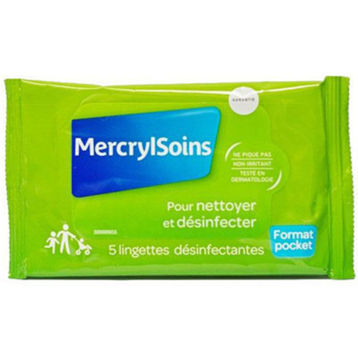 Photo de Mercryl soins pocket 5 lingettes désinfectantes Mercryl Mercryl soins pocket 5 lingettes désinfectantes Mercryl-215484