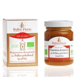 Miel de cure - miel châtaigne et pollen frais bio - 125.0 g - Pollen - Ballot flurin -11570
