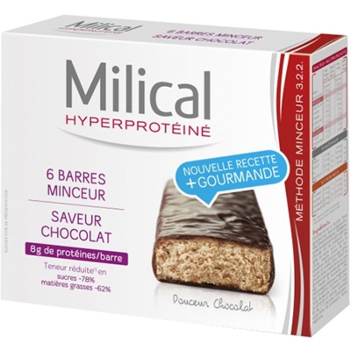Photo de Milical barres minceur chocolat x6 Milical Milical barres minceur chocolat x6 Milical-7355