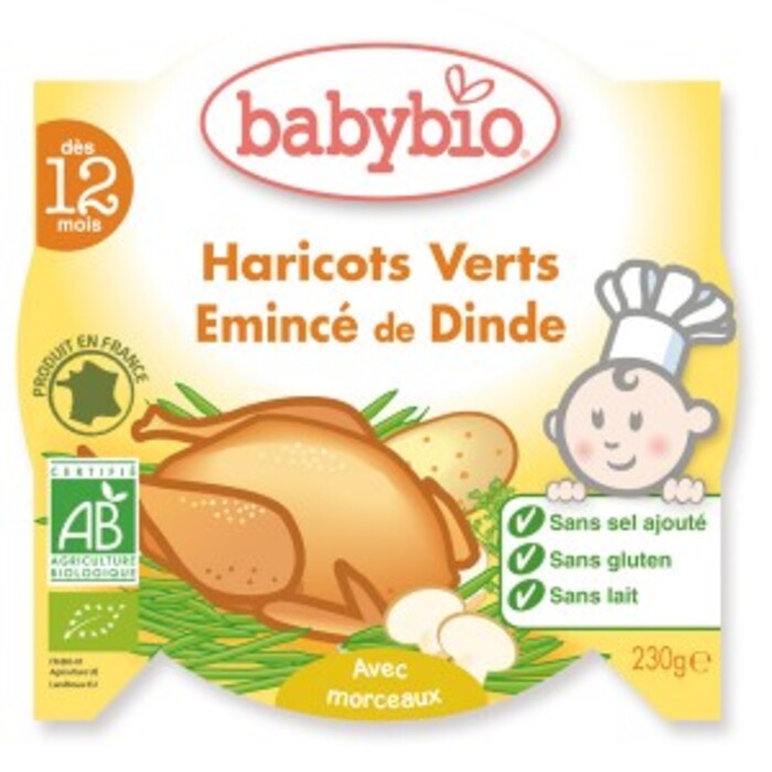 Mon assiette menu emincé de dinde aux haricots verts bio -... Babybio-133647