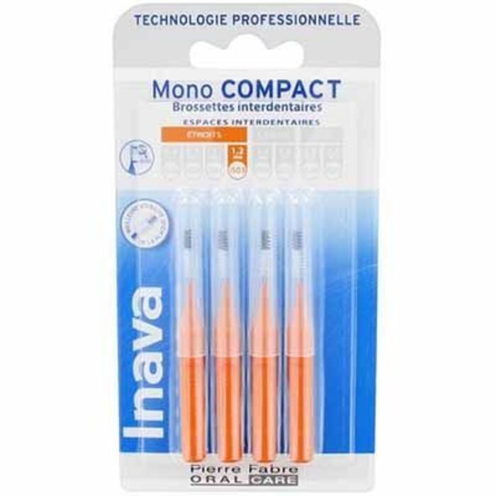 Photo de Mono compact etroit 1,2mm - 4 brossettes interdentaires Inava Mono compact etroit 1,2mm - 4 brossettes interdentaires Inava-224865