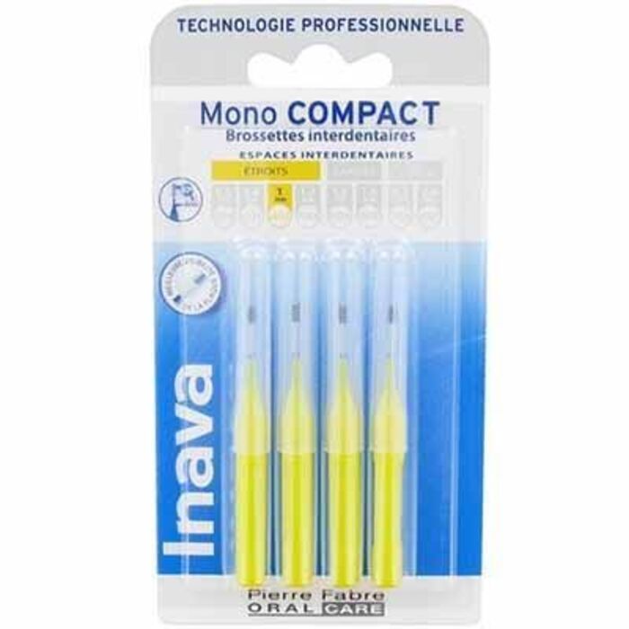 Photo de Mono compact etroit 1mm - 4 brossettes interdentaires Inava Mono compact etroit 1mm - 4 brossettes interdentaires Inava-224864