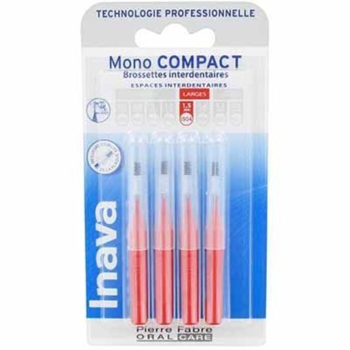 Photo de Mono compact large 1,5mm - 4 brossettes interdentaires Inava Mono compact large 1,5mm - 4 brossettes interdentaires Inava-224866