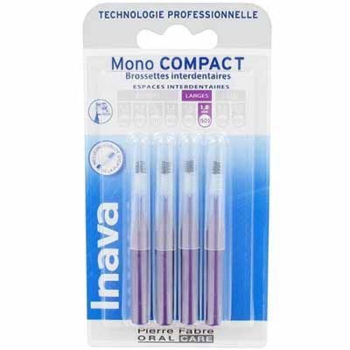 Photo de Mono compact large 1,8mm - 4 brossettes interdentaires Inava Mono compact large 1,8mm - 4 brossettes interdentaires Inava-224867