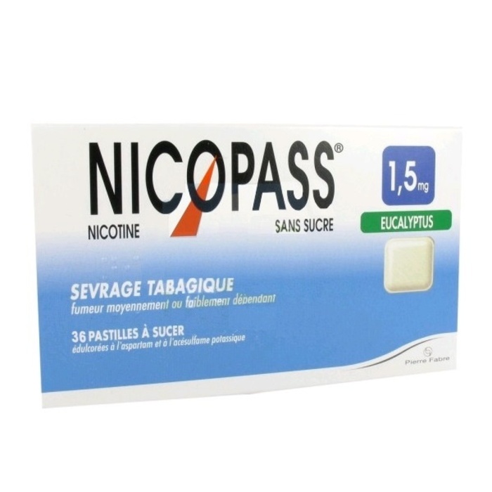 Nicopass 1,5mg sans sucre eucalyptus - 36 pastilles Pierre fabre-206844