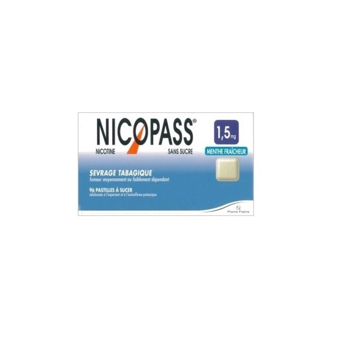 Nicopass 1,5mg sans sucre menthe fraîcheur - 96 pastilles Pierre fabre-194049