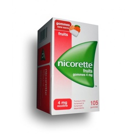 NICORETTE Fruits 4mg Sans Sucre - 105 gommes - JOHNSON & JOHNSON -194059