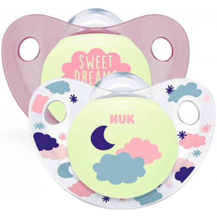 Photo de Nuk 2 sucettes phosphorescentes nuit fille taille 2 +6mois Nuk Nuk 2 sucettes phosphorescentes nuit fille taille 2 +6mois Nuk-216324