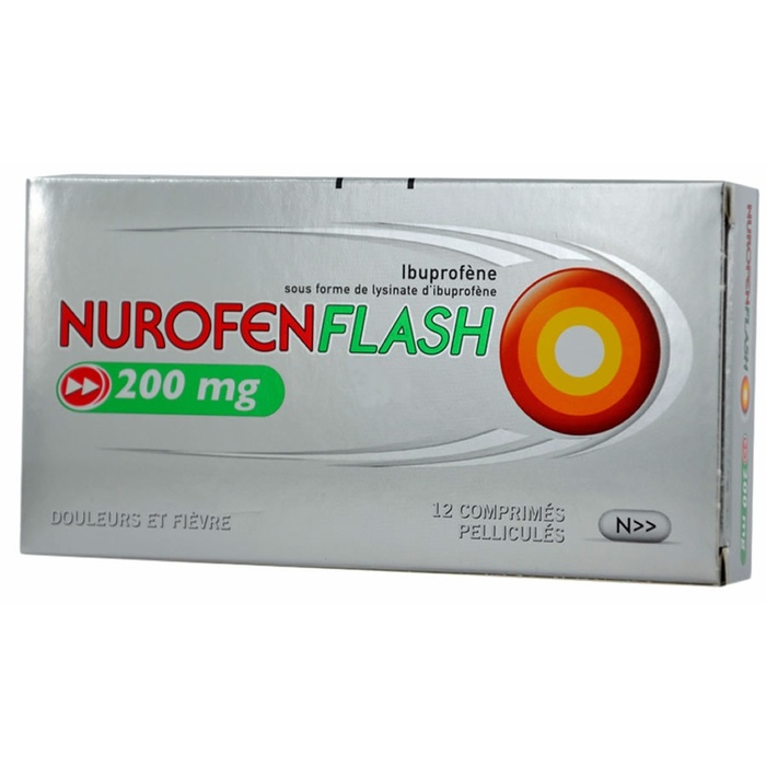 Nurofen flash 200mg ibuprofène douleurs et fièvre 12 comprimés pelliculés Reckitt benckiser-192825