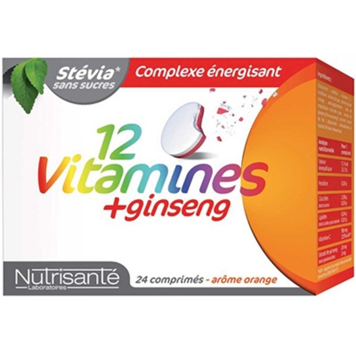 Photo de Nutrisante 12 vitamines + ginseng 24 comprimés à croquer Nutrisanté Nutrisante 12 vitamines + ginseng 24 comprimés à croquer Nutrisanté-196158