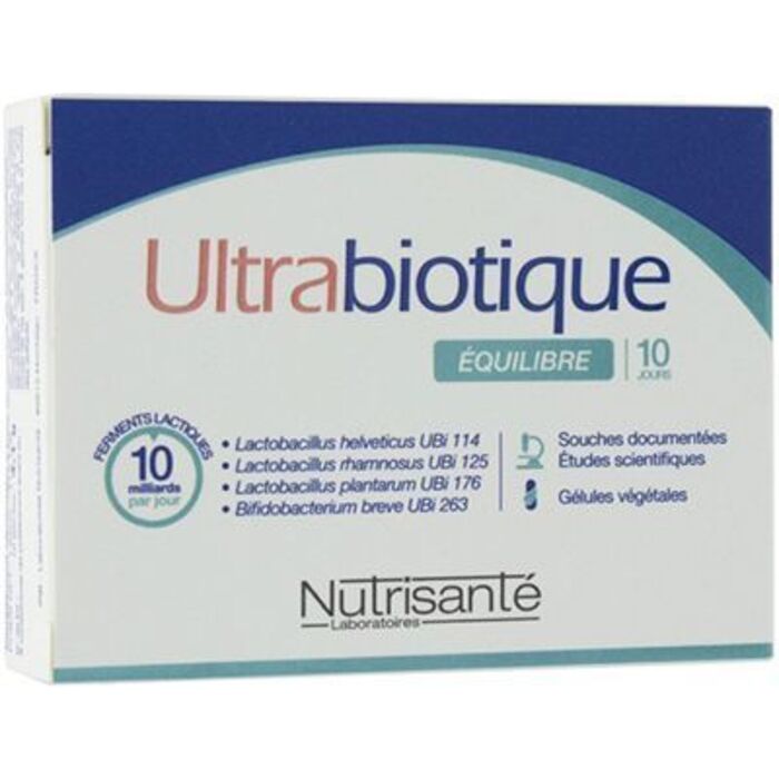 Photo de Nutrisante ultrabiotique équilibre 10 gélules végétales Nutrisanté Nutrisante ultrabiotique équilibre 10 gélules végétales Nutrisanté-221320