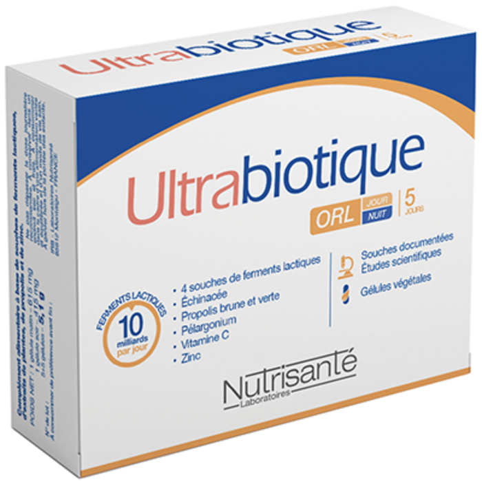 Nutrisante ultrabiotique orl jour nuit 10 gélules Nutrisanté-223582