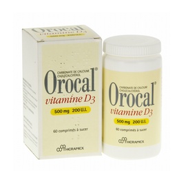 OROCAL VITAMINE D3 500mg/200UI - 60 comprimés - THERAMEX -192302