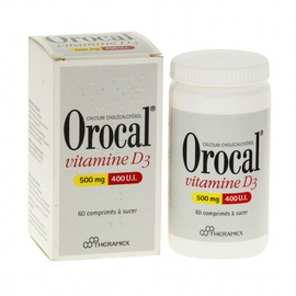 Orocal vitamine d3 500mg/400ui - 60 comprimés - theramex -193980