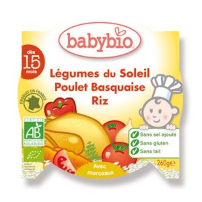Photo de P'tit plat légumes du soleil poulet basquaise riz bio -... Babybio P'tit plat légumes du soleil poulet basquaise riz bio -... Babybio-133682