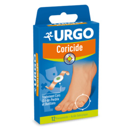 - Pansement coricide adhésif - Acide salicylique - Protège et élimine en douceur - 12 pansements - pieds mains - Urgo -211766