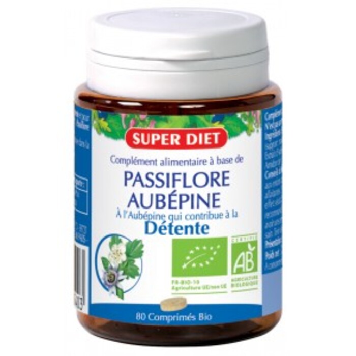 Passiflore - aubepine bio - 80 comprimés Super diet-4496