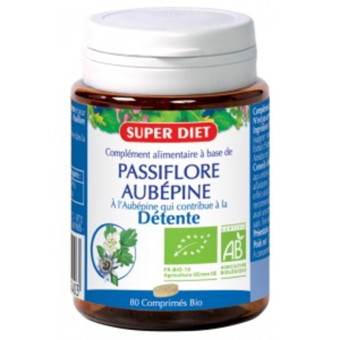 Photo de Passiflore - aubepine bio - 80 comprimés Super diet Passiflore - aubepine bio - 80 comprimés Super diet-4496