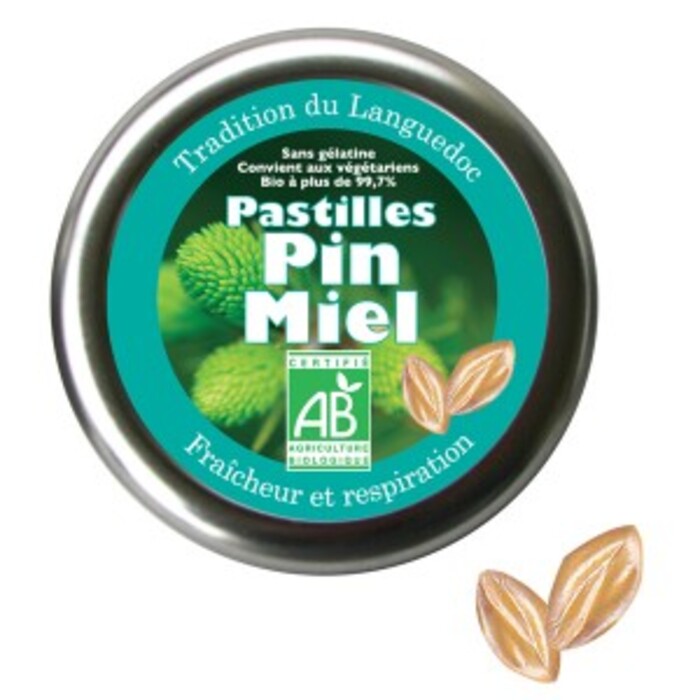 Photo de Pastilles pin miel - boîte de 45 g Florisens Pastilles pin miel - boîte de 45 g Florisens-135784