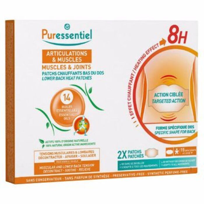 Patchs chauffants bas du dos pure heat® articulations & muscles aux 14 huiles essentielles - 2 patchs (mai 2021) Puressentiel-214831