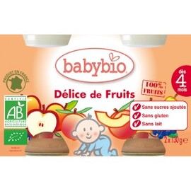 Petits Pots Délice de Fruits Bio - dès 4 mois- 2x130g - divers - Babybio -133637