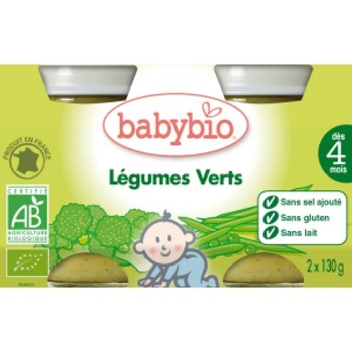 Petits pots légumes verts bio - dès 4 mois - 2x130g Babybio-133641