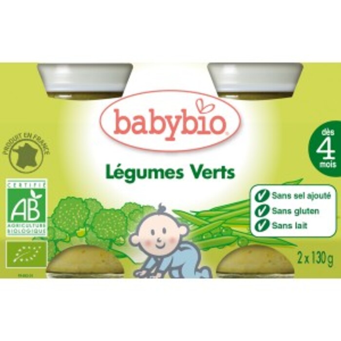 Photo de Petits pots légumes verts bio - dès 4 mois - 2x130g Babybio Petits pots légumes verts bio - dès 4 mois - 2x130g Babybio-133641