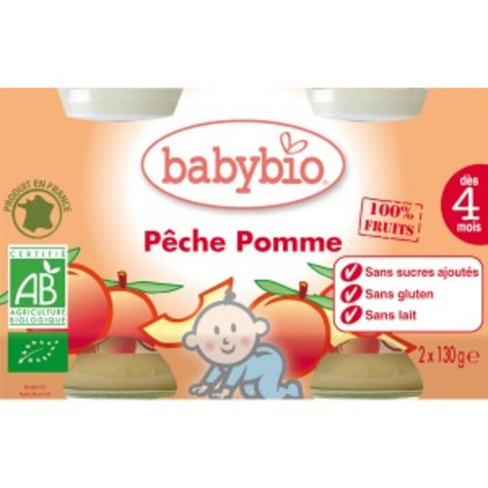 Photo de Petits pots pêche bio - dès 4 mois- 2x130g Babybio Petits pots pêche bio - dès 4 mois- 2x130g Babybio-133631