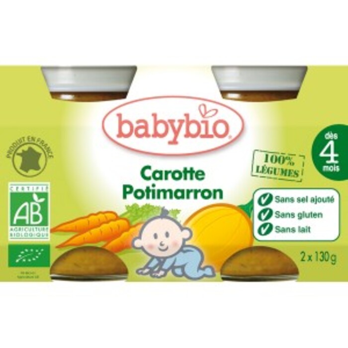 Petits Pots Potimarron Carotte Bio Des 4 Mois 2 X130g Divers Babybio Achat Au Meilleur Prix Pharmacie En Ligne