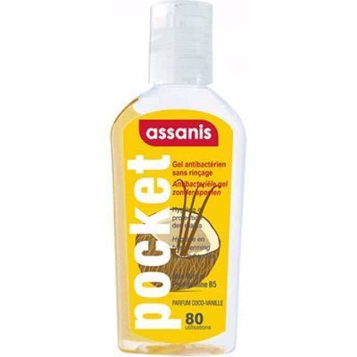 Photo de Pocket gel antibactérien sans rinçage coco vanille 80ml Assanis Pocket gel antibactérien sans rinçage coco vanille 80ml Assanis-190743