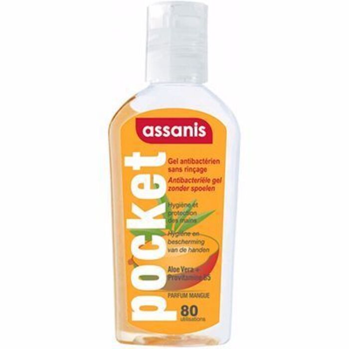 Pocket gel antibactérien sans rinçage mangue 80ml Assanis-190744