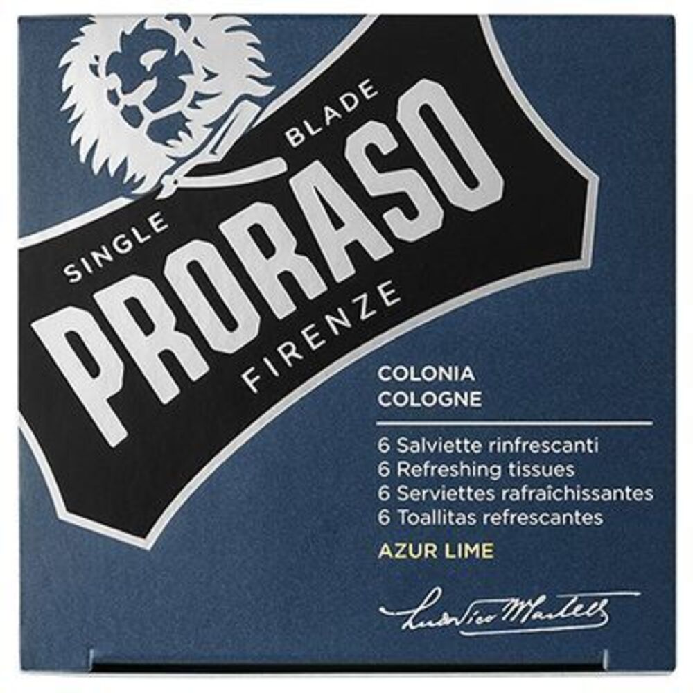 Photo de Proraso 6 serviettes rafraîchissantes azur lime cologne Proraso Proraso 6 serviettes rafraîchissantes azur lime cologne Proraso-219700