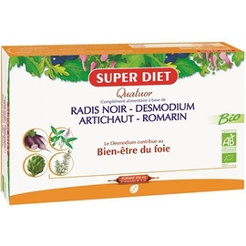 QUATUOR CHARDON MARIE DIGESTION BIO
Radis noir, Artichaut, Chardon Marie, Romarin -  20 ampoules de 15ml - 20.0 unités - Les quatuors - Super Diet -105250