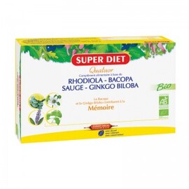 QUATUOR GINKGO MEMOIRE BIO
Ginkgo Biloba, Sauge, Myrtille, Rhodiola -  20 ampoules de 15ml - 20.0 unités - Les quatuors - Super Diet Rhodiola, Bacopa, Sauge, Ginkgo biloba-125767