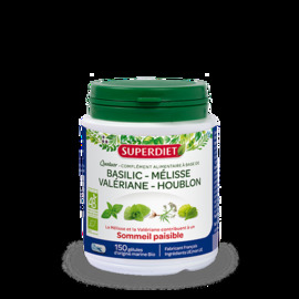 QUATUOR MELISSE SOMMEIL PAISIBLE BIO
Basilic, Mélisse, Valériane, Houblon -  150 gélules - 150.0 unités - Les quatuors - Super Diet -130013