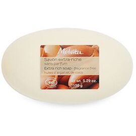 Savon Extra Riche Sans Parfum Bio 150g - savons ovales surgras aux huiles d'argan et de coco - Melvita -213481