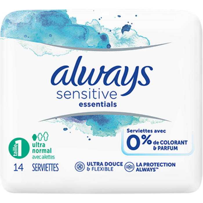 Photo de Sensitive essentials taille 1 ultra normal x14 Always Sensitive essentials taille 1 ultra normal x14 Always-225252