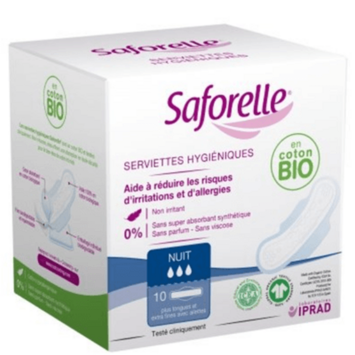 Photo de Serviettes hygiéniques nuit x10 Saforelle Serviettes hygiéniques nuit x10 Saforelle-225081