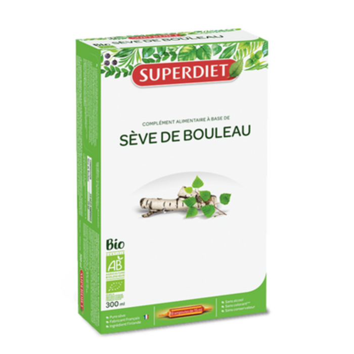 Seve de bouleau bio -  20 ampoules de 15ml Super diet-11072