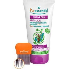 Shampooing masque traitant 2 en 1 Anti-Poux avec peigne - 150 ml - antipoux - Puressentiel -227320