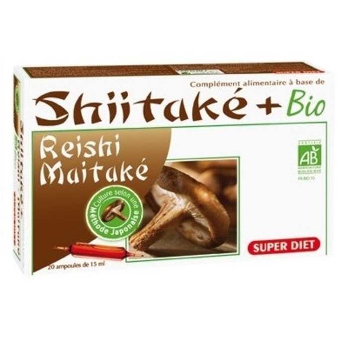 Shiitake  reishi maitake bio - 20 ampoules de 15ml Super diet-4580