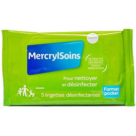 Soins pocket 5 lingettes désinfectantes - mercryl -215484