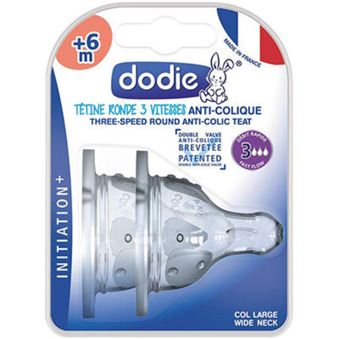 Photo de Tétine ronde 3 vitesses +6 mois débit rapide 3 col large Dodie Tétine ronde 3 vitesses +6 mois débit rapide 3 col large Dodie-229565